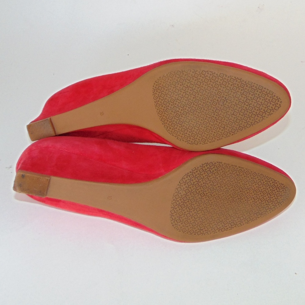 TORY BURCH Luna Suede Wedge Holiday Red Pumps - Picture 8 of 8